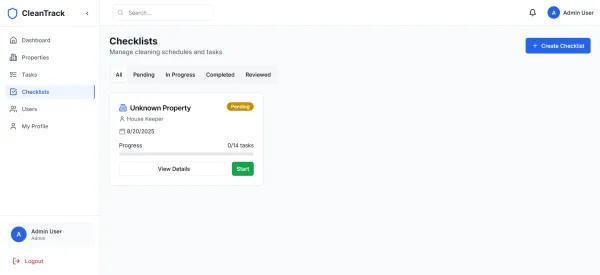 Checklist Workflow
