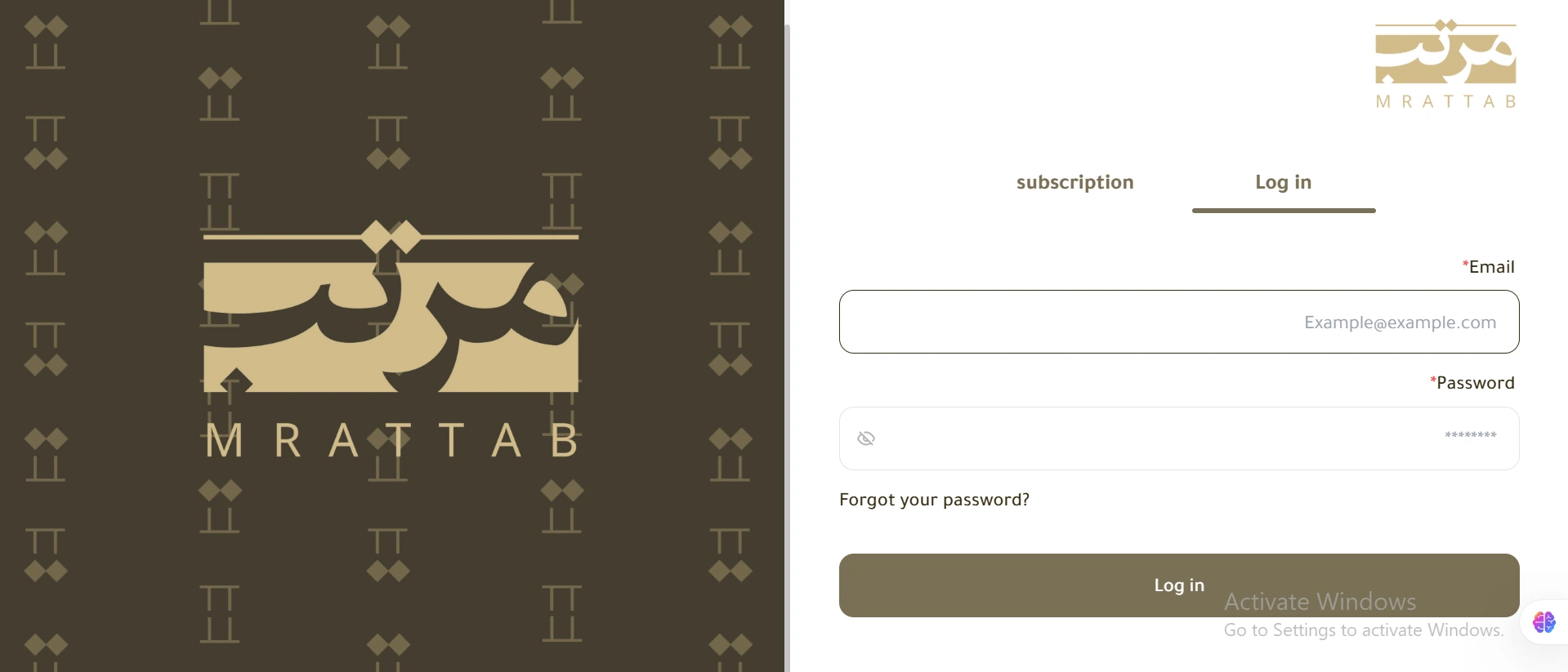 Hotel Evaluation & Compliance Management System - log-in