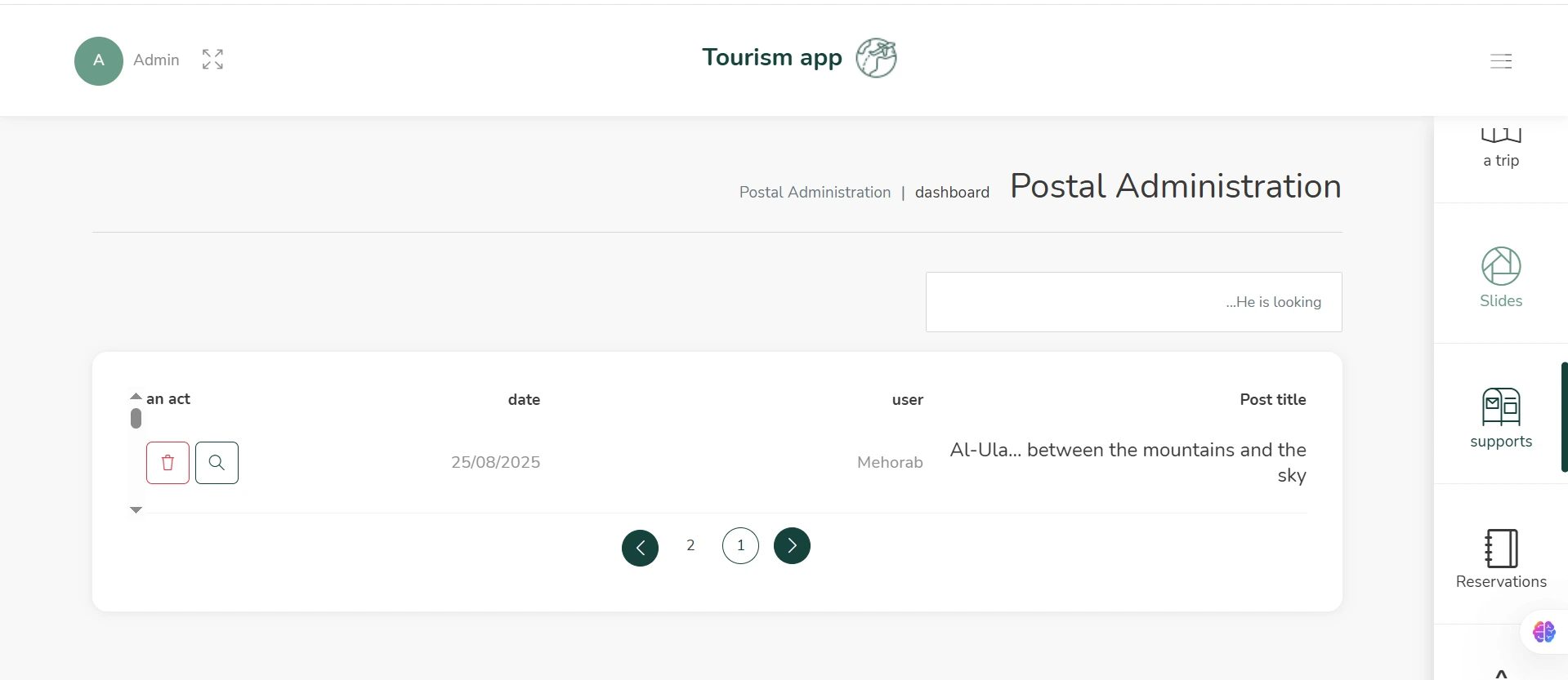 Tourism Management Platform - posts