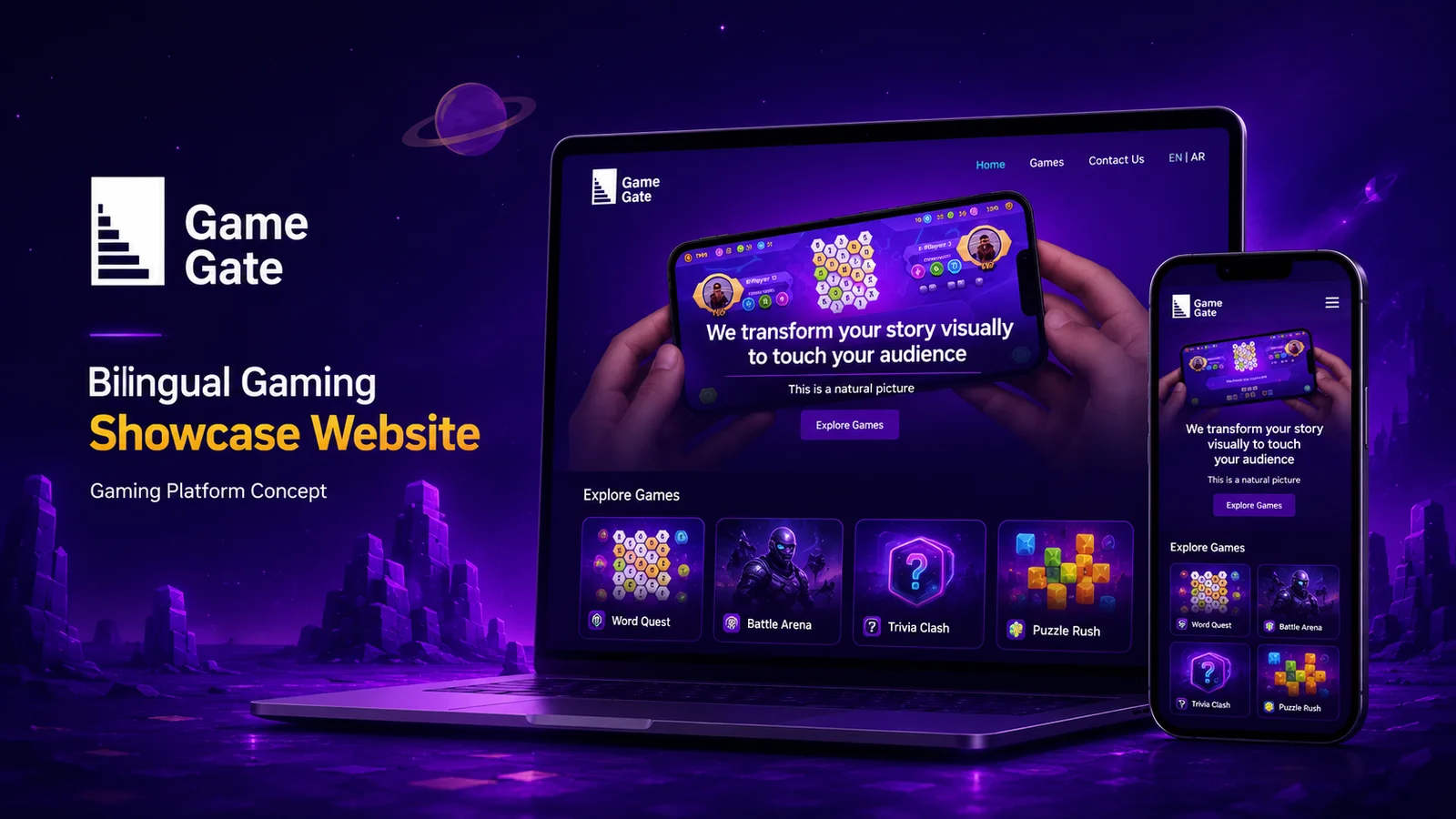 Bilingual Gaming & Mobile Game Showcase Website — screenshot 1