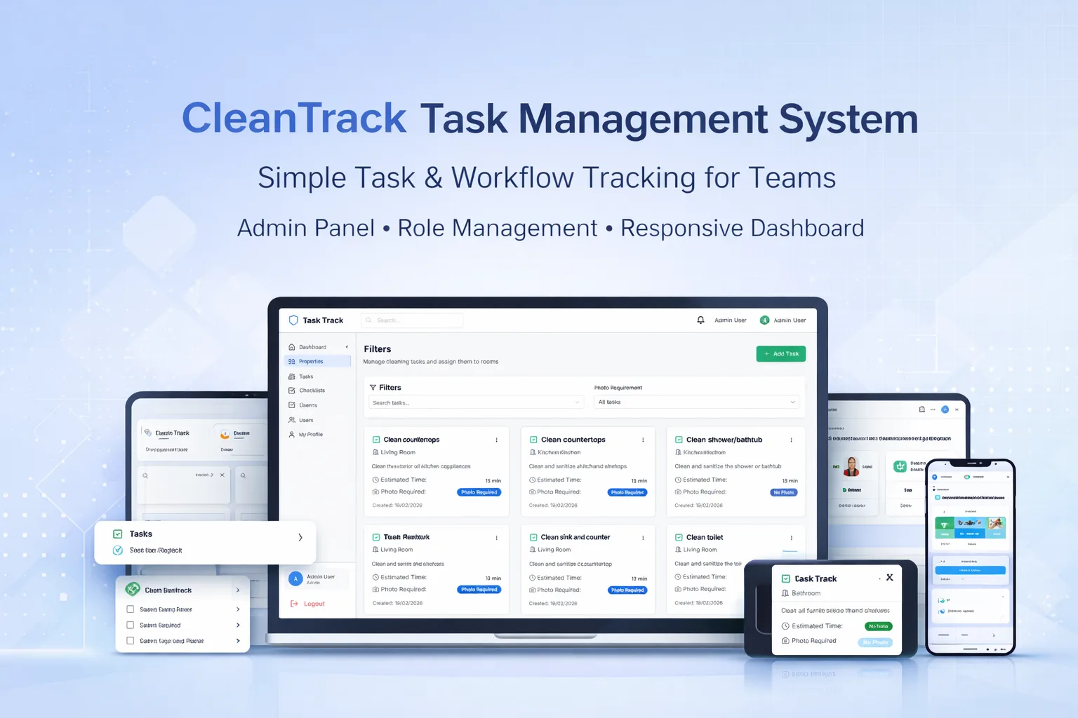 CleanTrack — Task Management Platform — screenshot 1